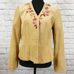 Bandolino Leather Suede Jacket Embroiderd
